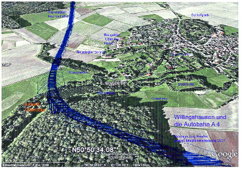 Verlauf der A4 nahe Willingshausen